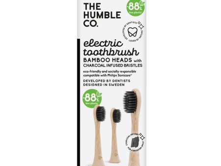 Electric Toothbrush Bamboo Replaceable Heads - Charcoal Infused Bristle, 3 Pack, The Humble Co. Online