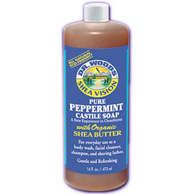 Shea Vision, Pure Peppermint Castile Soap with Organic Shea Butter, 32 oz, Dr. Woods Hot on Sale