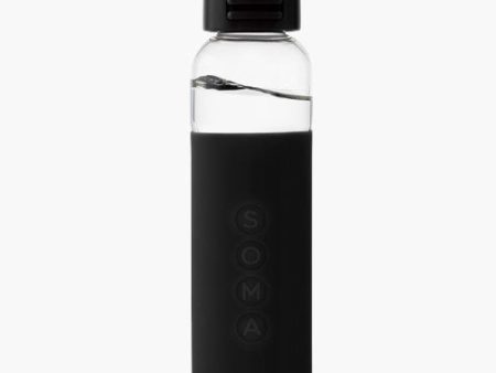 Glass Water Bottle with Sport Cap, Black, 17 oz, Soma Hot on Sale