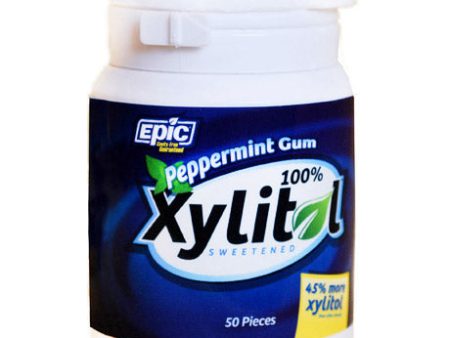 Xylitol Gum, Peppermint, 50 Pieces Bottle, Epic Dental (Epic Xylitol) Cheap