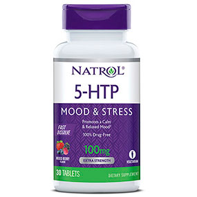 5-HTP Fast Dissolve 100 mg, Wild Berry Flavor, 30 Tablets, Natrol Supply