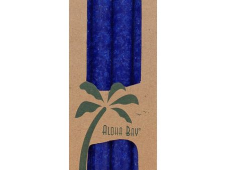 Palm Tapers 9 Inch, Unscented, Royal Blue, 4 Candles, Aloha Bay Fashion