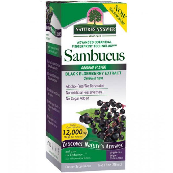 Sambucus Black Elderberry Extract Liquid - Original, 8 oz, Nature s Answer For Cheap