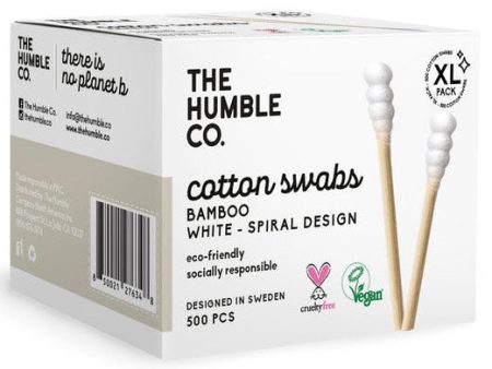 Cotton Swabs - Spiral Tip - White, 500 pcs, The Humble Co. Discount