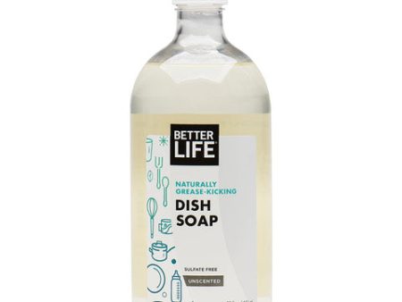 Naturally Grease-Kicking Liquid Dish Soap, Unscented, 22 oz, Better Life Green Cleaning Cheap