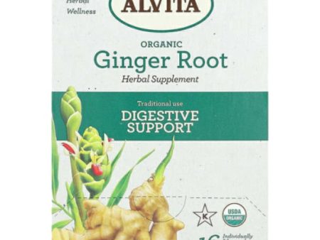 Ginger Root Herbal Tea Supplement, 16 Tea Bags, Alvita Tea For Discount