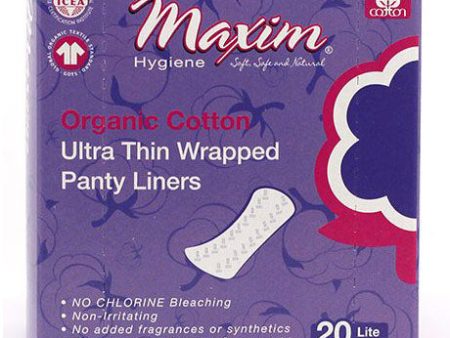 Organic Cotton Ultra Thin Wrapped Panty Liners, Lite, 20 ct, Maxim Hygiene Products Discount