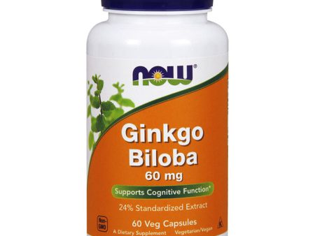 Ginkgo Biloba 60 mg, Standardized Extract, 60 Vegetarian Capsules, NOW Foods Online now