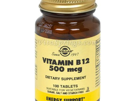 Vitamin B12 500 mcg, 100 Tablets, Solgar Supply