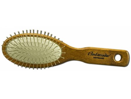 Ambassador Hairbrush, Wooden Handle with Pneumatic Brush, Small Oval Steel Pins 5112, Fuchs Brushes Online Hot Sale