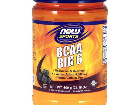 BCAA Big 6 - Natural Grape Flavor Powder, 600 g, NOW Foods Sale