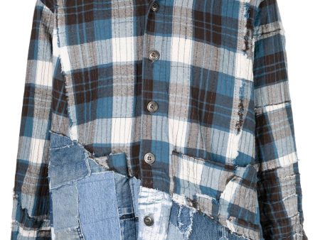 Denim-Panel Patchwork Shirt on Sale