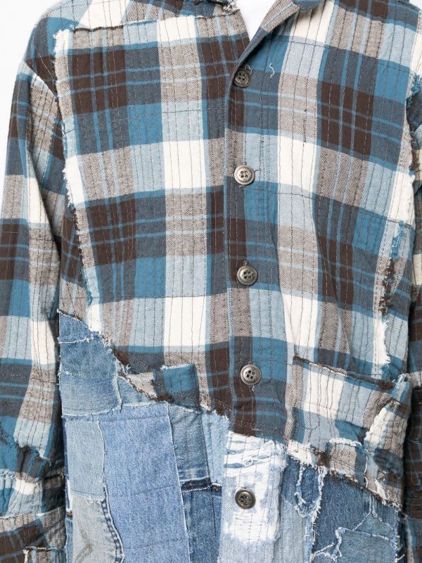 Denim-Panel Patchwork Shirt on Sale