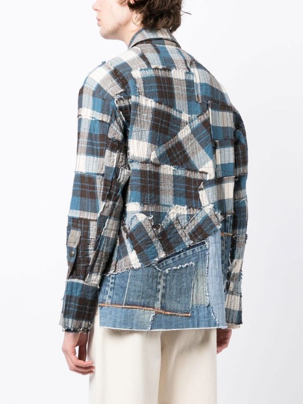 Denim-Panel Patchwork Shirt on Sale