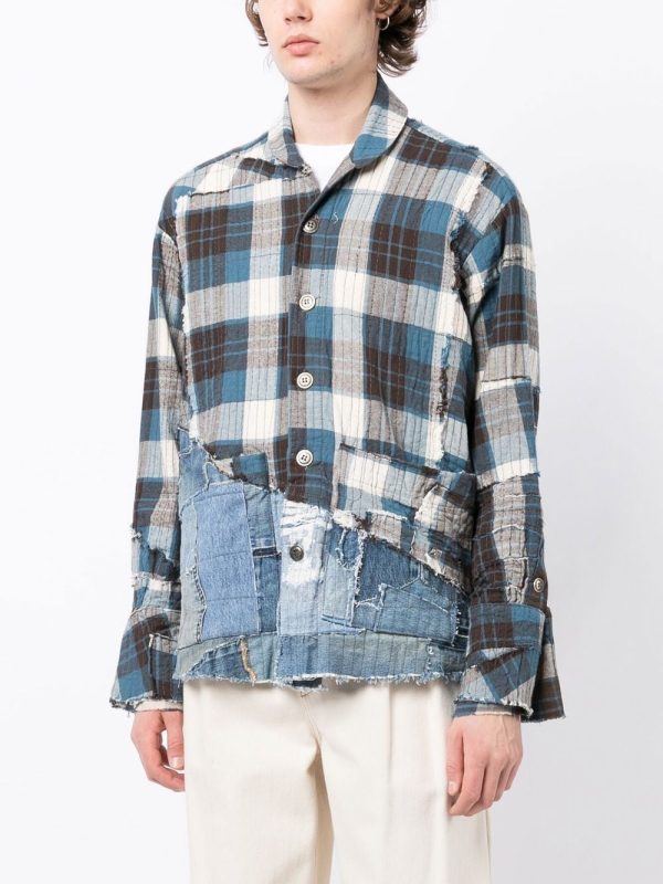 Denim-Panel Patchwork Shirt on Sale